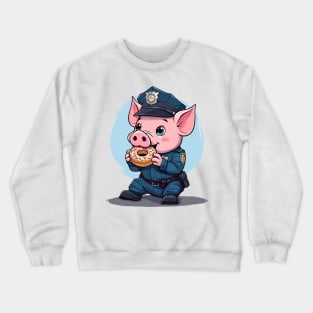 pig eating donut Crewneck Sweatshirt